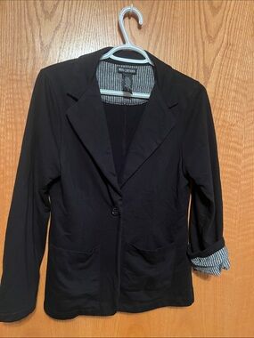 Miss Chievous Black Single-Button Blazer with Striped Lining